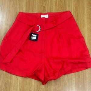 Vibrant Red High Waist Women's Shorts